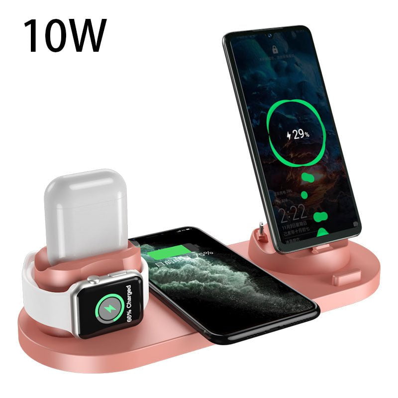 STORAZONE Electronics Pink / 10w / USB Wireless Charger For IPhone Fast Charger For Phone Fast Charging Pad For Phone Watch 6 In 1 Charging Dock Station