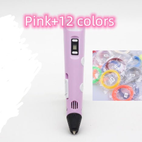 STORAZONE Electronics Pink+12 colors / AU 3D print pen 3D pen two generation graffiti 3D stereoscopic paintbrush children puzzle painting toys