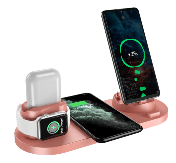 STORAZONE Electronics Pink / 15W / USB Wireless Charger For IPhone Fast Charger For Phone Fast Charging Pad For Phone Watch 6 In 1 Charging Dock Station