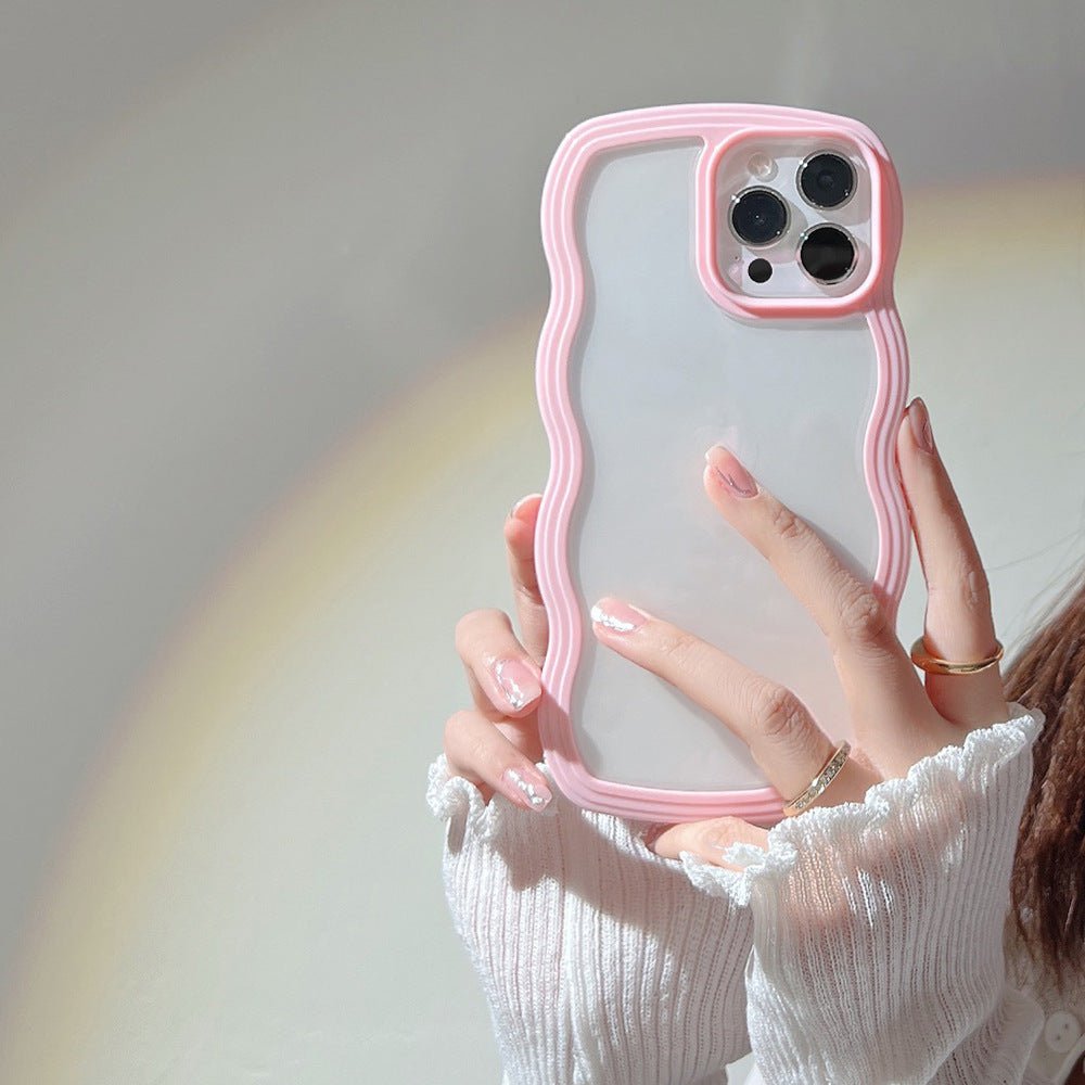STORAZONE Electronics Pink / IPhone X Wave Border Mobile Phone Case Solid Color Simple Candy Color