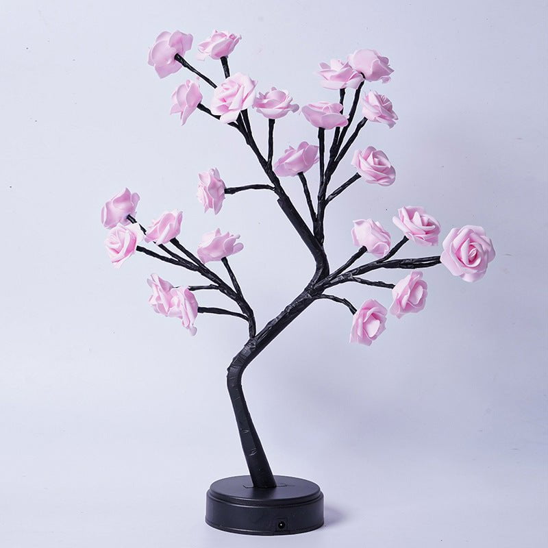 STORAZONE Electronics Pink Roses / Usb Plug In Table Lamp Flower Tree Rose Lamps Fairy Desk Night Lights USB Operated Gifts For Wedding Valentine Christmas Decoration