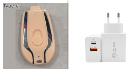 STORAZONE Electronics Pink set / Type c 1500mAh Mini Power Emergency Pod Keychain Charger With Type-C Ultra-Compact Mini Battery Pack Fast Charging Backup Power Bank