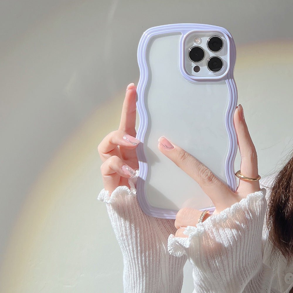 STORAZONE Electronics Purple / IPhone X Wave Border Mobile Phone Case Solid Color Simple Candy Color