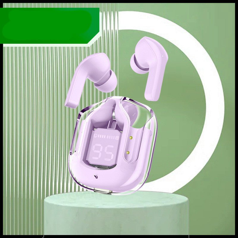 STORAZONE Electronics Purple New Mini Transparent Wireless Bluetooth Headset Digital Display ENC Noise Reduction True Wireless Sports Music