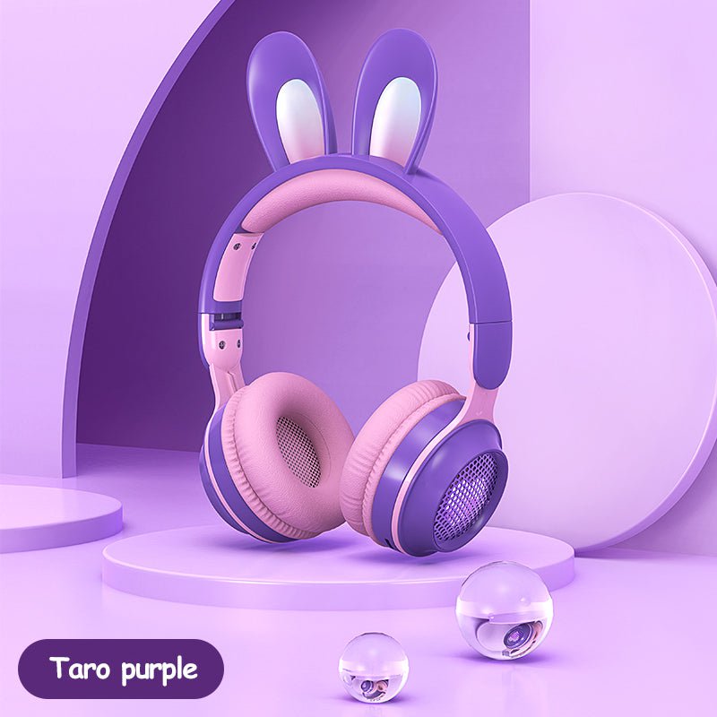 STORAZONE Electronics Purple Rabbit Ear Headphones Wireless Luminous Extendable Wheat Headphones