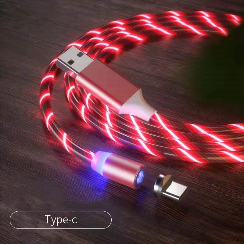 STORAZONE Electronics Red 2m / Type c Magnetic Charging Cable Streamer Fast Charging Cable Lighting Micro USB Cable LED Magnet Charger Type-C Cable