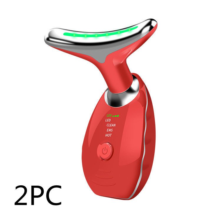 STORAZONE Electronics Red / 2PCS Neck Face Beauty Device Colorful LED Photon Therapy Skin Tighten Reduce Double Chin Anti Wrinkle Remove Lifting Massager