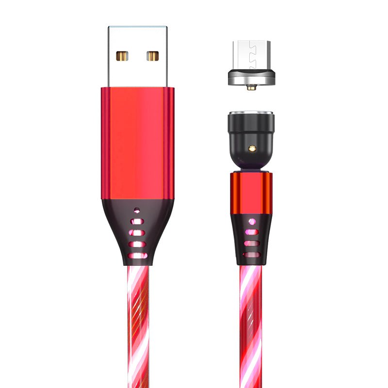 STORAZONE Electronics Red / Android / 2M 540 Rotate Luminous Magnetic Cable 3A Fast Charging Mobile Phone Charge Cable For LED Micro USB Type C For I Phone Cable