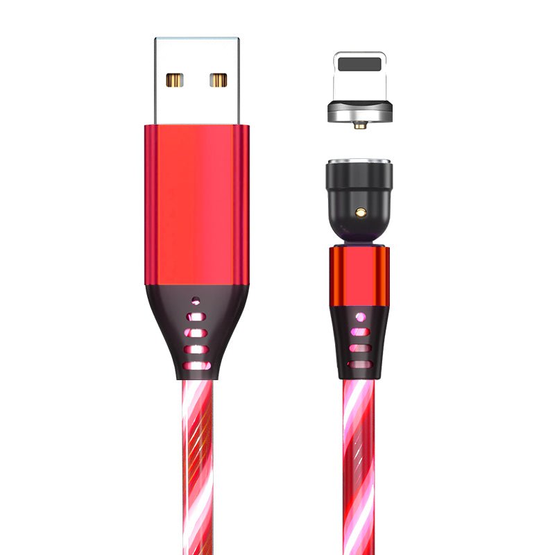 STORAZONE Electronics Red / Apple / 1M 540 Rotate Luminous Magnetic Cable 3A Fast Charging Mobile Phone Charge Cable For LED Micro USB Type C For I Phone Cable