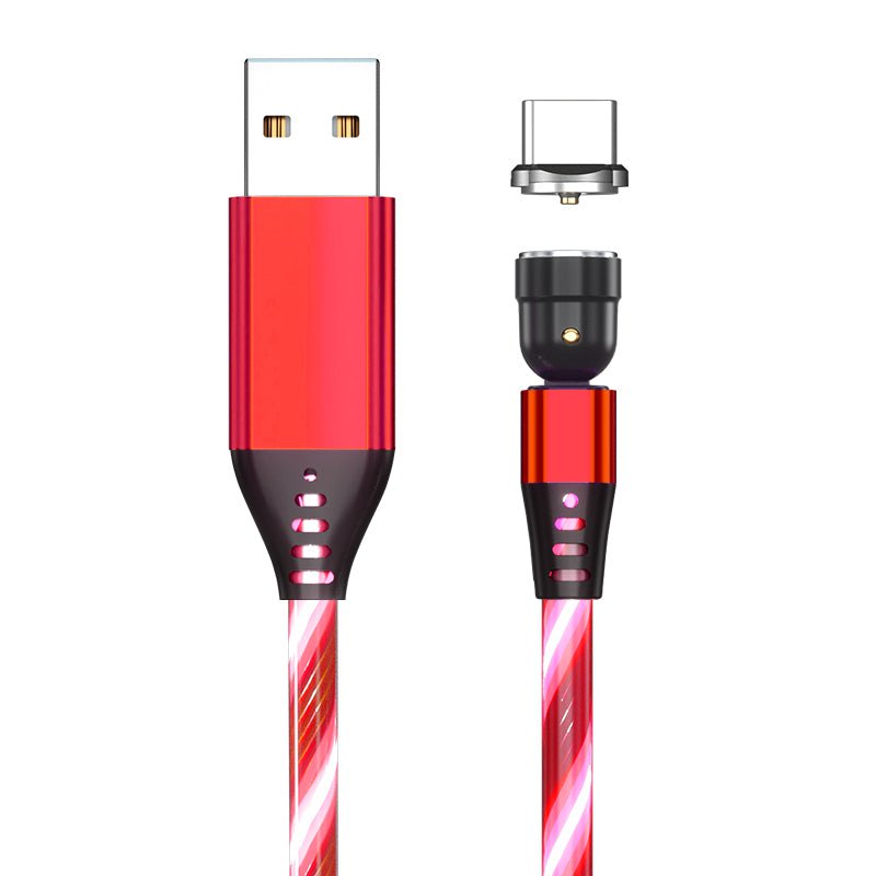 STORAZONE Electronics Red / Type c / 1M 540 Rotate Luminous Magnetic Cable 3A Fast Charging Mobile Phone Charge Cable For LED Micro USB Type C For I Phone Cable