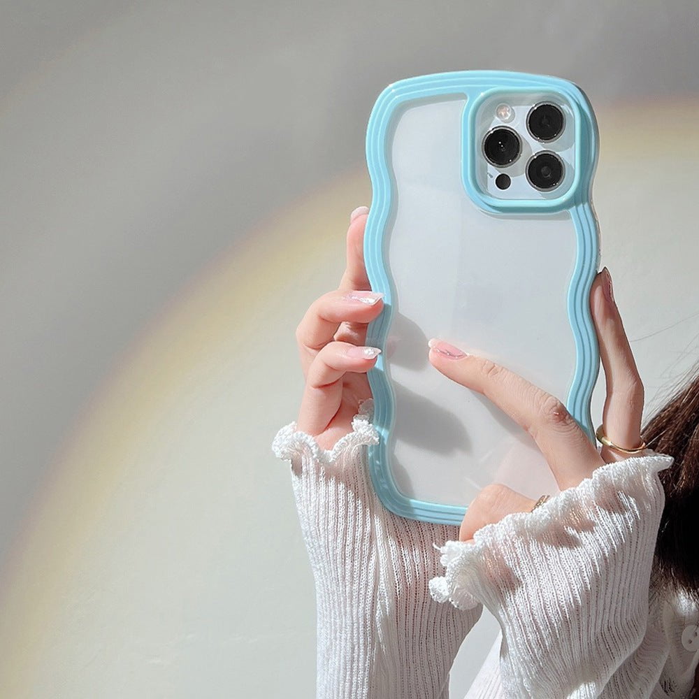 STORAZONE Electronics Sky Blue / IPhone X Wave Border Mobile Phone Case Solid Color Simple Candy Color