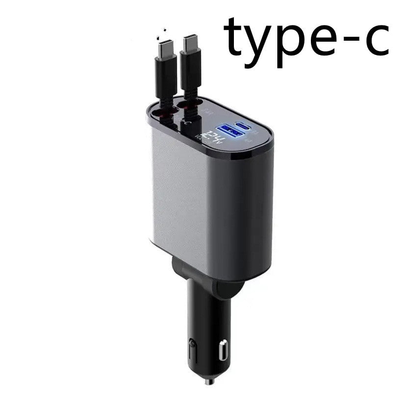 STORAZONE Electronics Typecandtypec / 100W Metal Car Charger 100W Super Fast Charging Car Cigarette Lighter USB And TYPE-C Adapter
