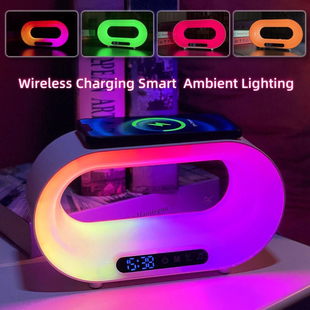 STORAZONE Electronics USB / White Multi-function 3 In 1 LED Night Light APP Control RGB Atmosphere Desk Lamp Smart Multifunctional Wireless Charger Alarm Clock