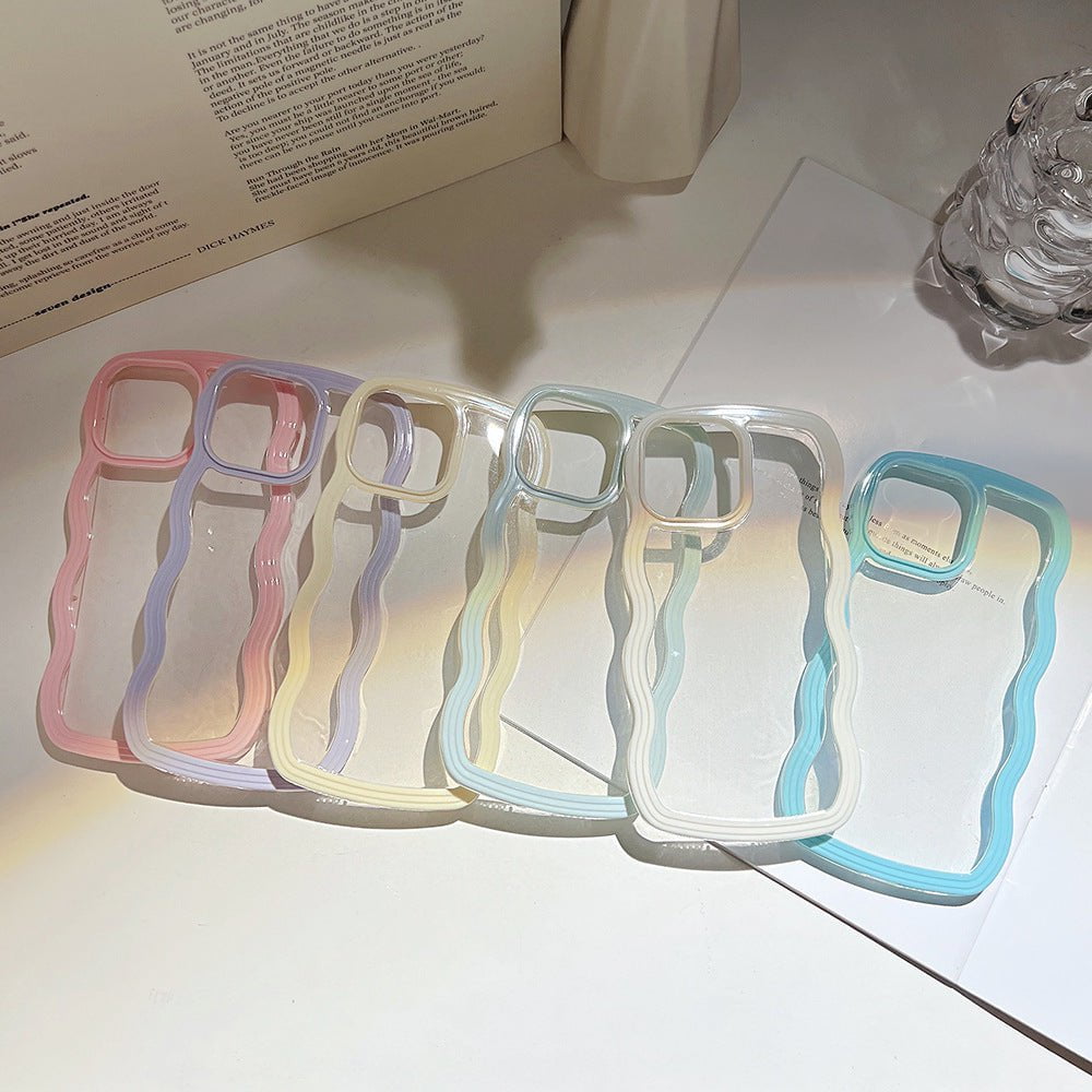 STORAZONE Electronics Wave Border Mobile Phone Case Solid Color Simple Candy Color