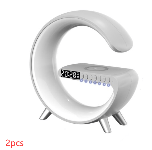 STORAZONE Electronics White 2pcs / EU New Intelligent G Shaped LED Lamp Bluetooth Speake Wireless Charger Atmosphere Lamp App Control For Bedroom Home Decor