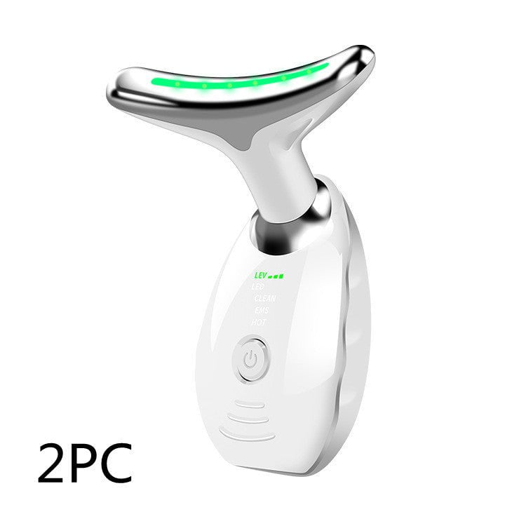 STORAZONE Electronics White / 2PCS Neck Face Beauty Device Colorful LED Photon Therapy Skin Tighten Reduce Double Chin Anti Wrinkle Remove Lifting Massager