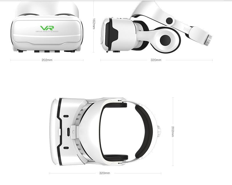 STORAZONE Electronics White Head-mounted Adjustable HD VR Glasses With Headset