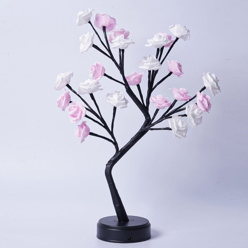 STORAZONE Electronics White Pink Rose / Usb Plug In Table Lamp Flower Tree Rose Lamps Fairy Desk Night Lights USB Operated Gifts For Wedding Valentine Christmas Decoration