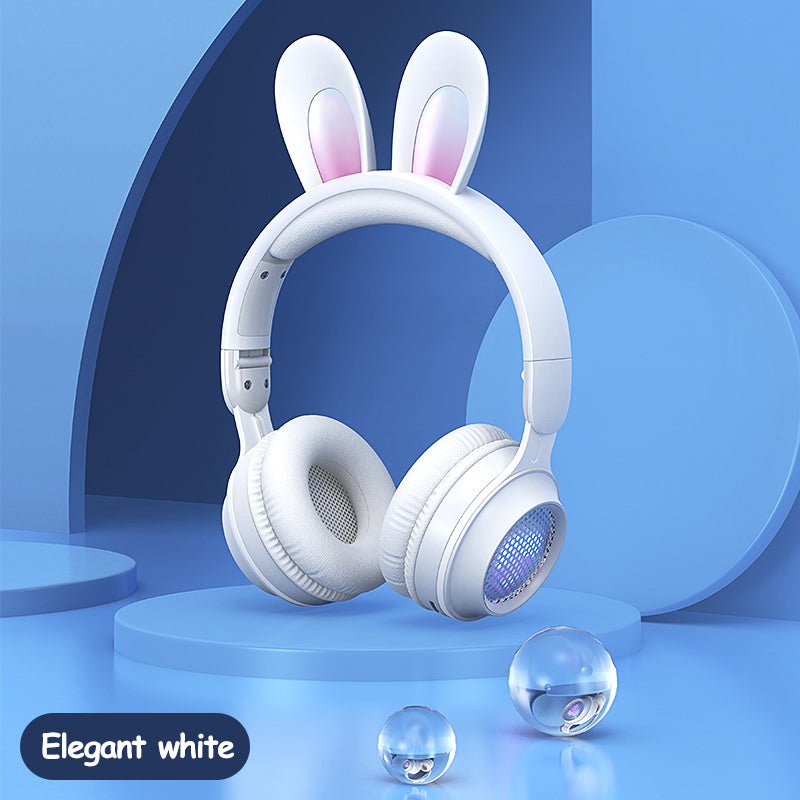 STORAZONE Electronics White Rabbit Ear Headphones Wireless Luminous Extendable Wheat Headphones