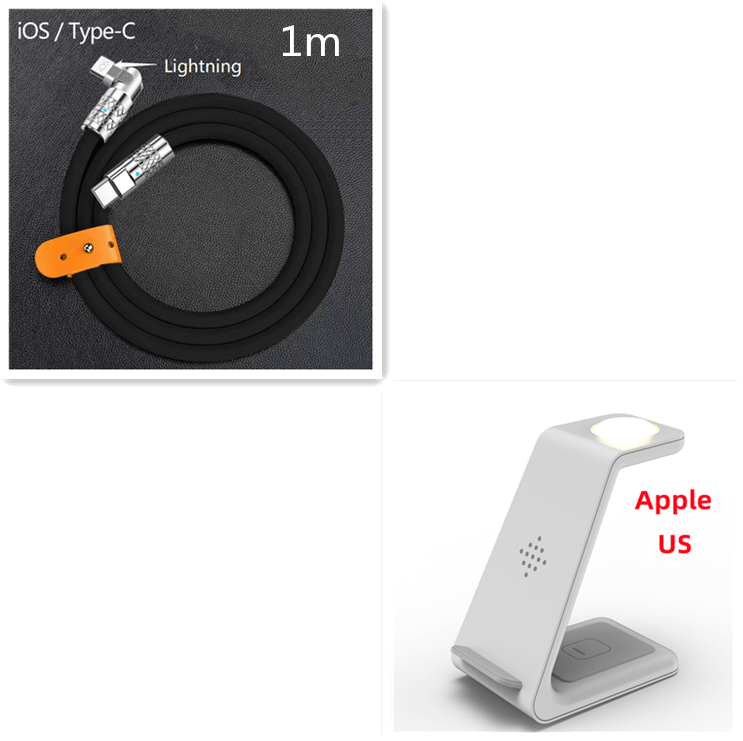 STORAZONE Electronics White Set2 / Apple US plug 3 In 1 Fast Charging Station Wireless Charger Stand Wireless Quick Charge Dock For Phone Holder