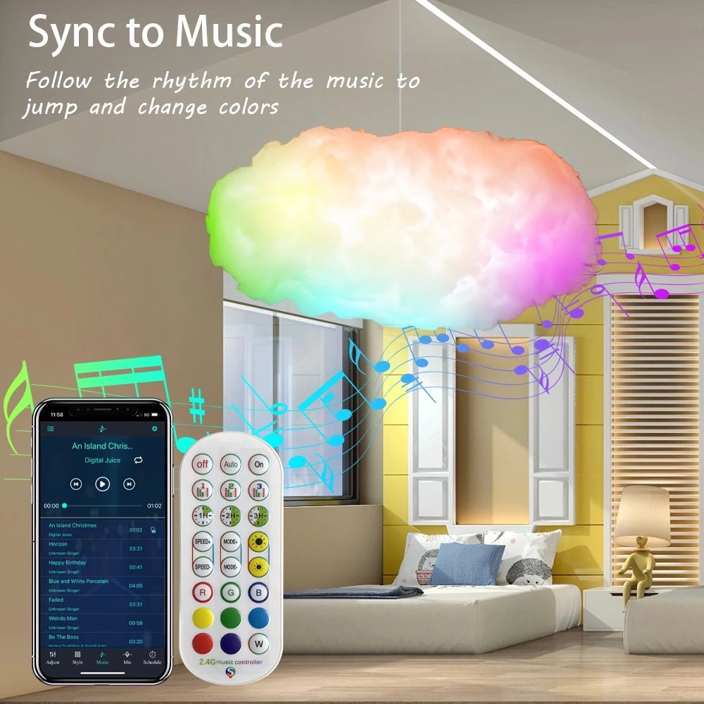 STORAZONE Electronics White / USB USB Cloud Light APP Control Music Synchronization 3D RGBIC Ambient Light Lightning Simulation Clouds Bedroom Room Light