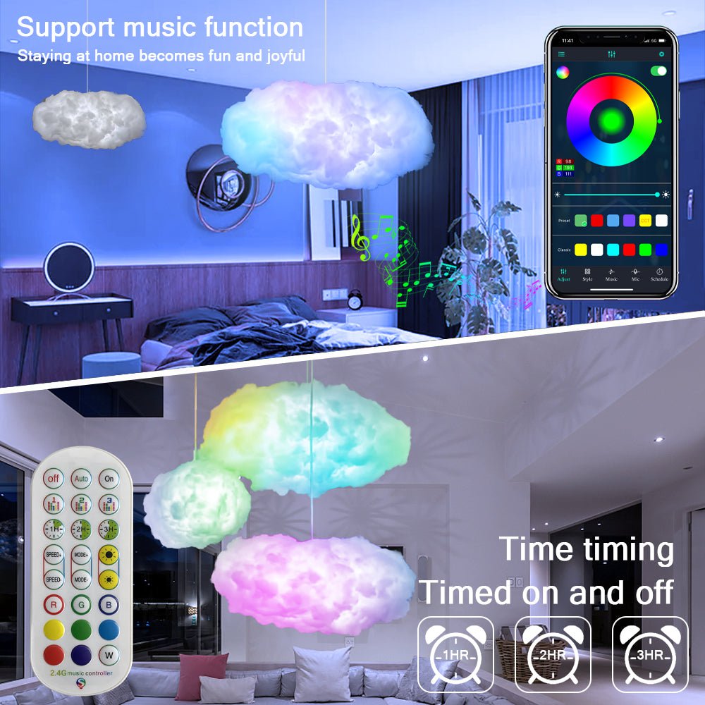 STORAZONE Electronics White / USB USB Cloud Light APP Control Music Synchronization 3D RGBIC Ambient Light Lightning Simulation Clouds Bedroom Room Light