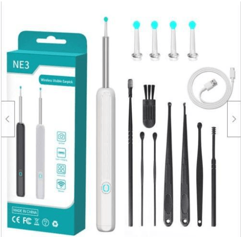 STORAZONE Electronics White with 8pcs set / USB NE3 Ear Cleaner Otoscope Ear Wax Removal Tool With Camera LED Light Wireless Ear Endoscope Ear Cleaning Kit For I-phone