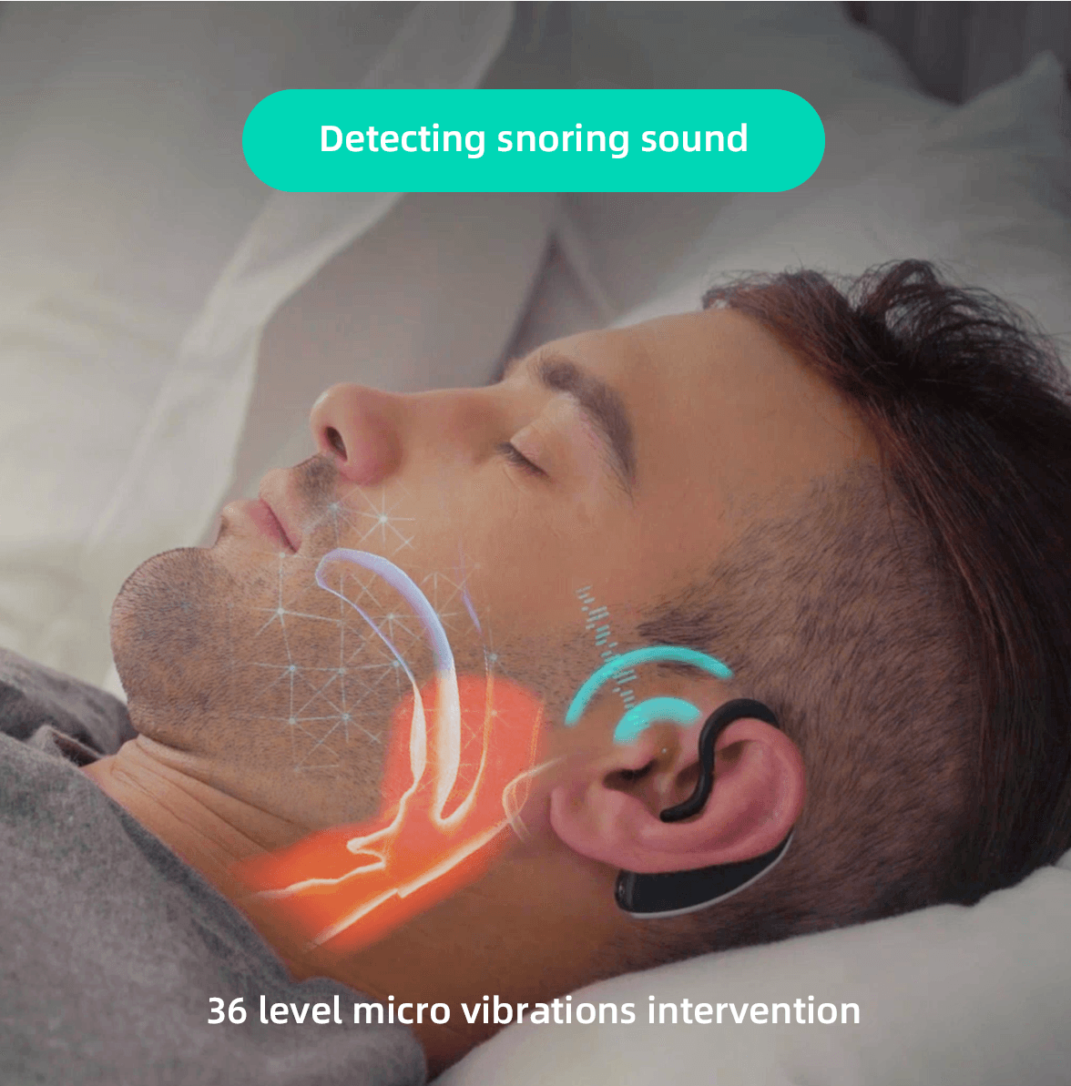 STORAZONE Electronics YA1323 24 Hours Bluetooth Anti-snoring Device Charge Snore Earset Snore Stopper Sleeping Aid Snoring Analyzes Sleep Datas Good Sleep