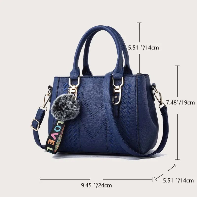 Storazone Embroidery Messenger Bags Women Leather Handbags Bags for Women Sac a Main Ladies hair ball Hand Bag