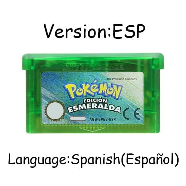 Storazone Emerald ESP GBA Game Pokemon Series 32 Bit Video Game Cartridge Console Card Pokemon Emerald Ruby FireRed LeafGreen Sapphire Multi-language
