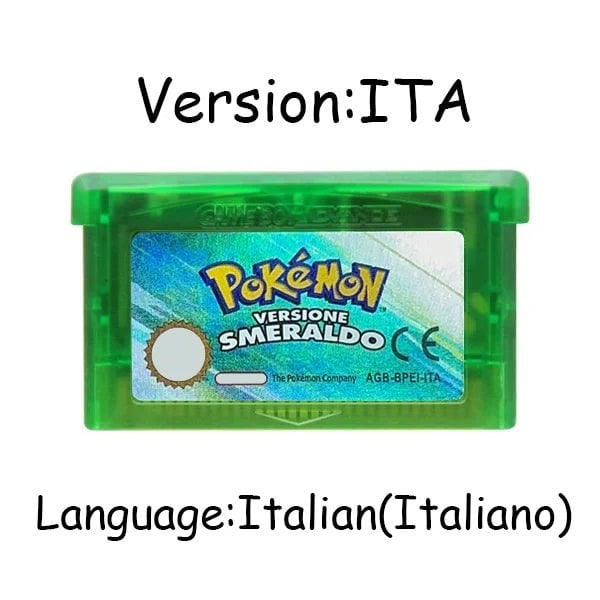 Storazone Emerald ITA GBA Game Pokemon Series 32 Bit Video Game Cartridge Console Card Pokemon Emerald Ruby FireRed LeafGreen Sapphire Multi-language