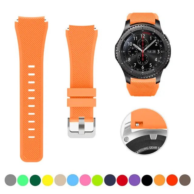 Storazone Emma Orange 23 / 22mm / CHINA 20mm 22mm Strap For Samsung galaxy watch4 44mm/40mm 5 pro active 2 Gear s3 Silicone Correa bracelet Huawei Watch gt2/3/2e band