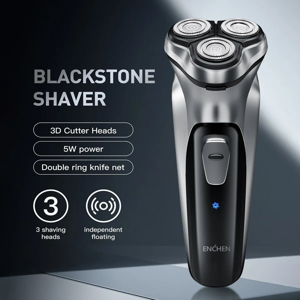 Storazone ENCHEN Blackstone Electrical Rotary Shaver for Men 3D Floating Blade Washable Type-C USB Rechargeable Shaving Beard Machine
