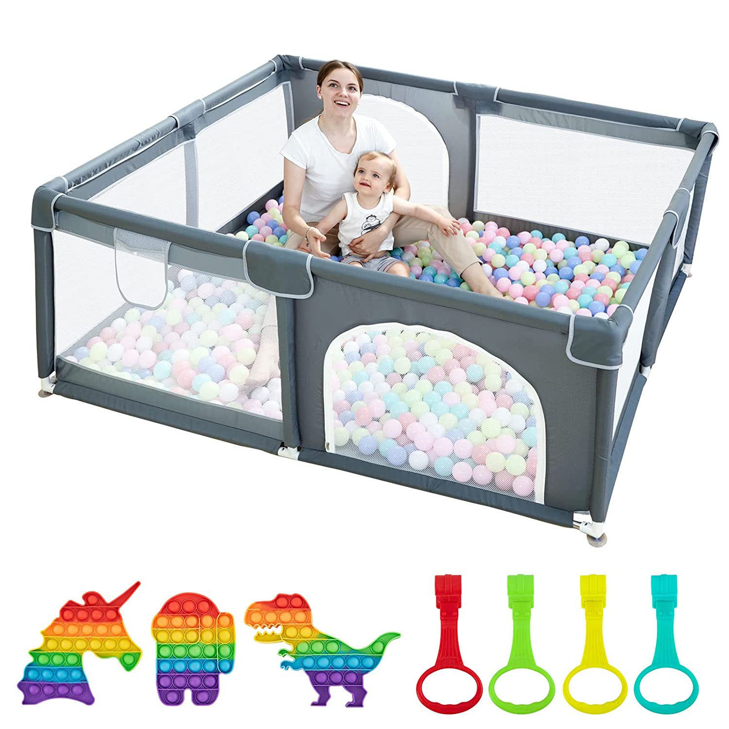 STORAZONE Enfants Baby Playpen Play Pen For Babies And Toddlers, Baby Play Yard With Gate For Limited Space 47x47x26  Baby Fence With Breathable Mesh, Safety Indoor & Outdoor Activity Center