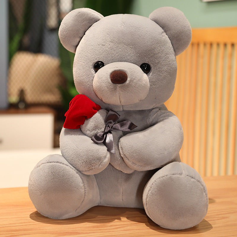 STORAZONE Enfants Grey / 25cm 23-45cm New Lovely Hug Roses Teddy Bear Plush Pillow Stuffed Soft Animal Dolls Nice Birthday Gift Girlfriend Valentine's Day