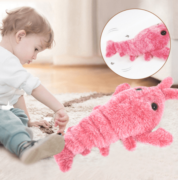 STORAZONE Enfants Pet Toys Electric Jumping Shrimp USB Charging Simulation Lobster Funny Cat Plush Pets Toy