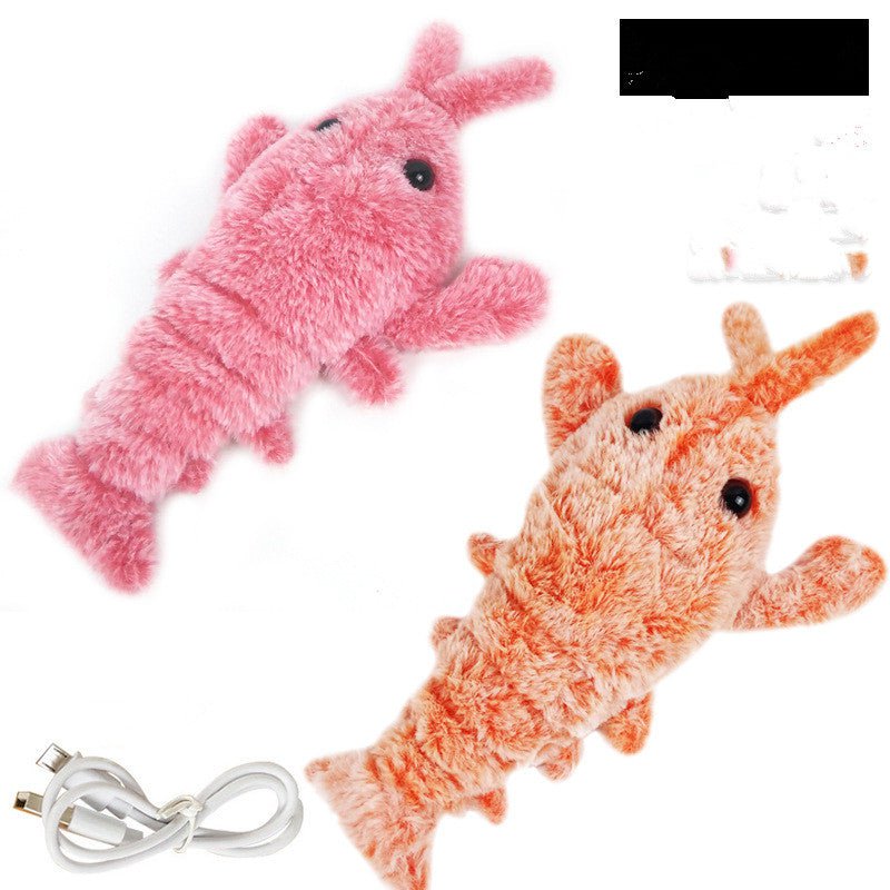 STORAZONE Enfants Pet Toys Electric Jumping Shrimp USB Charging Simulation Lobster Funny Cat Plush Pets Toy