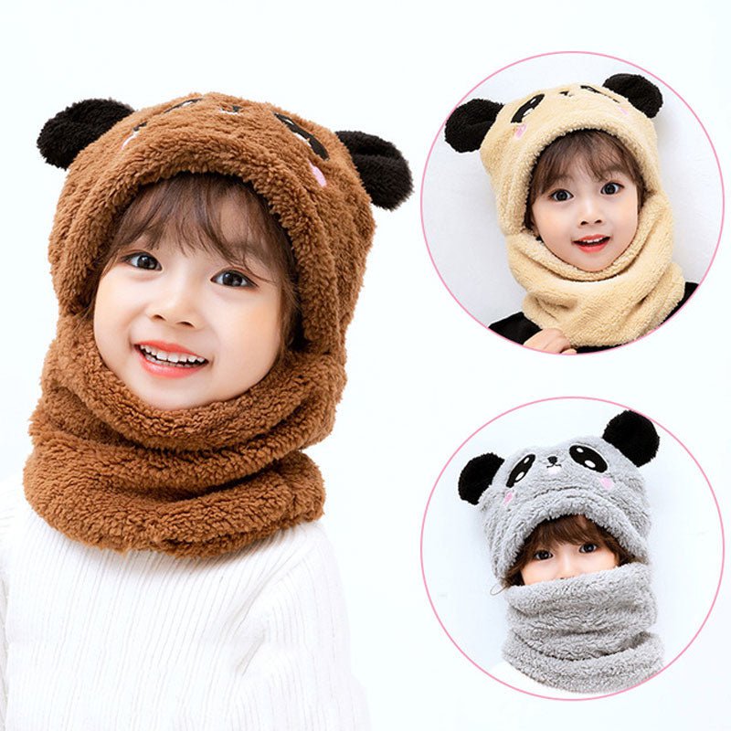 STORAZONE Enfants Winter boys and girls bib hat one-piece baby hat ear protection panda head hat