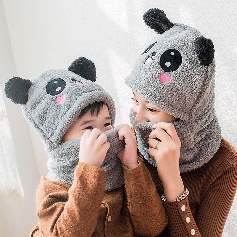 STORAZONE Enfants Winter boys and girls bib hat one-piece baby hat ear protection panda head hat