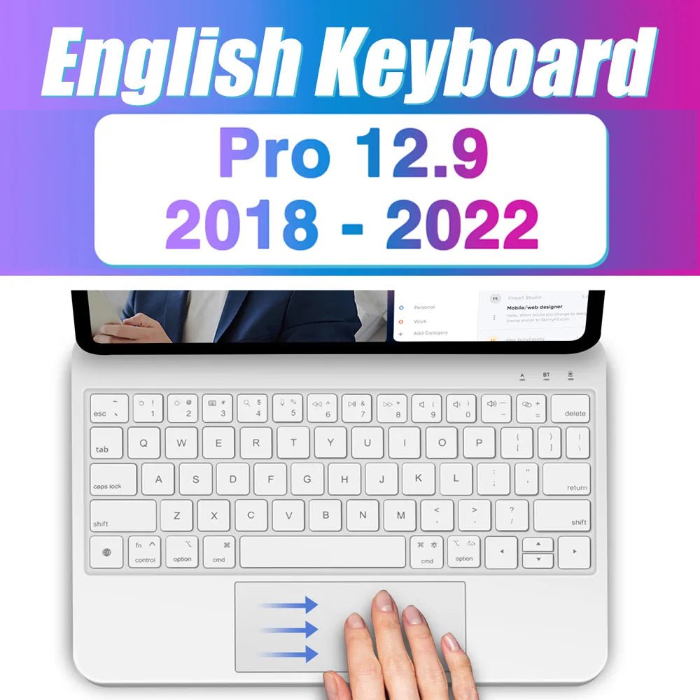 Storazone English 12.9 white / CHINA Backlight Magic Keyboard for iPad Pro 12 9 12.9 M2 2022 for iPad Pro 11 2022 10th Gneration iPad Air 5 Air 4 Keyboard folio