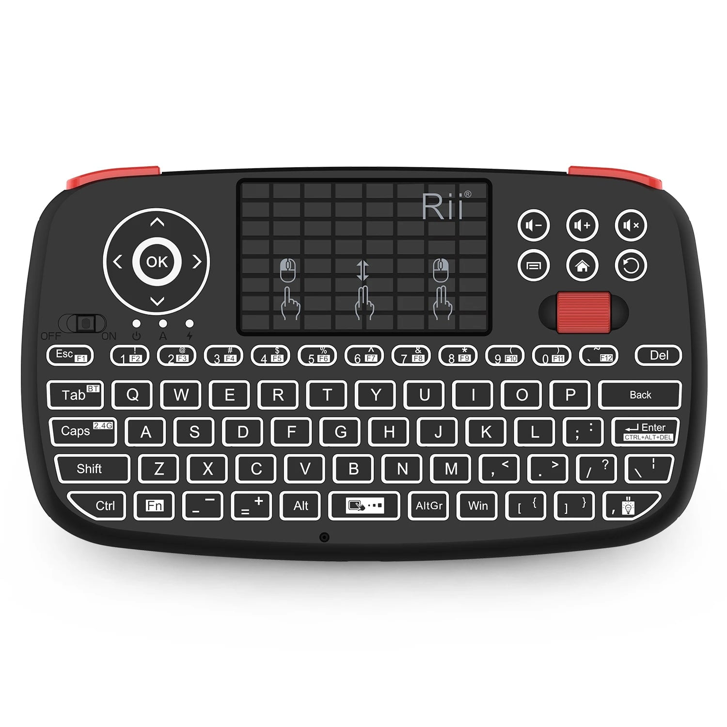 Storazone English Keyboard Rii i4 Mini BT Wireless Keyboard With Touchpad 2.4GHz Backlit Mouse Remote Control For Windows Android TV Box Smart TV