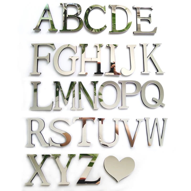 Storazone English letters Acrylic Mirror 3D DIY wall stickers home Modern personality Home English Sticker Innovative letter customization