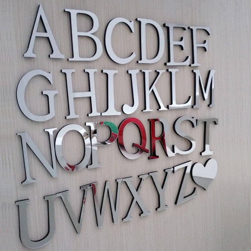 Storazone English letters Acrylic Mirror 3D DIY wall stickers home Modern personality Home English Sticker Innovative letter customization