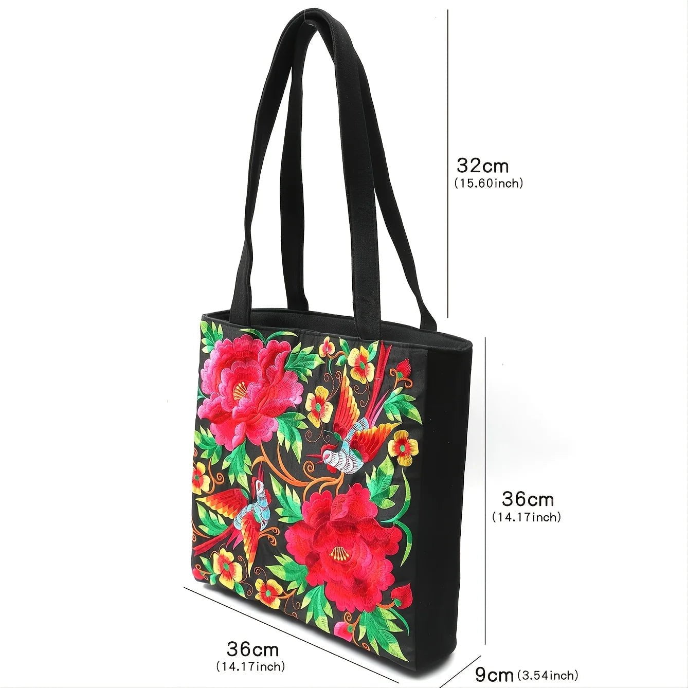 Storazone Ethnic Phoenix Embroidered Women's Shoulder Bag Receptor Embroidered Canvas Casual Bag