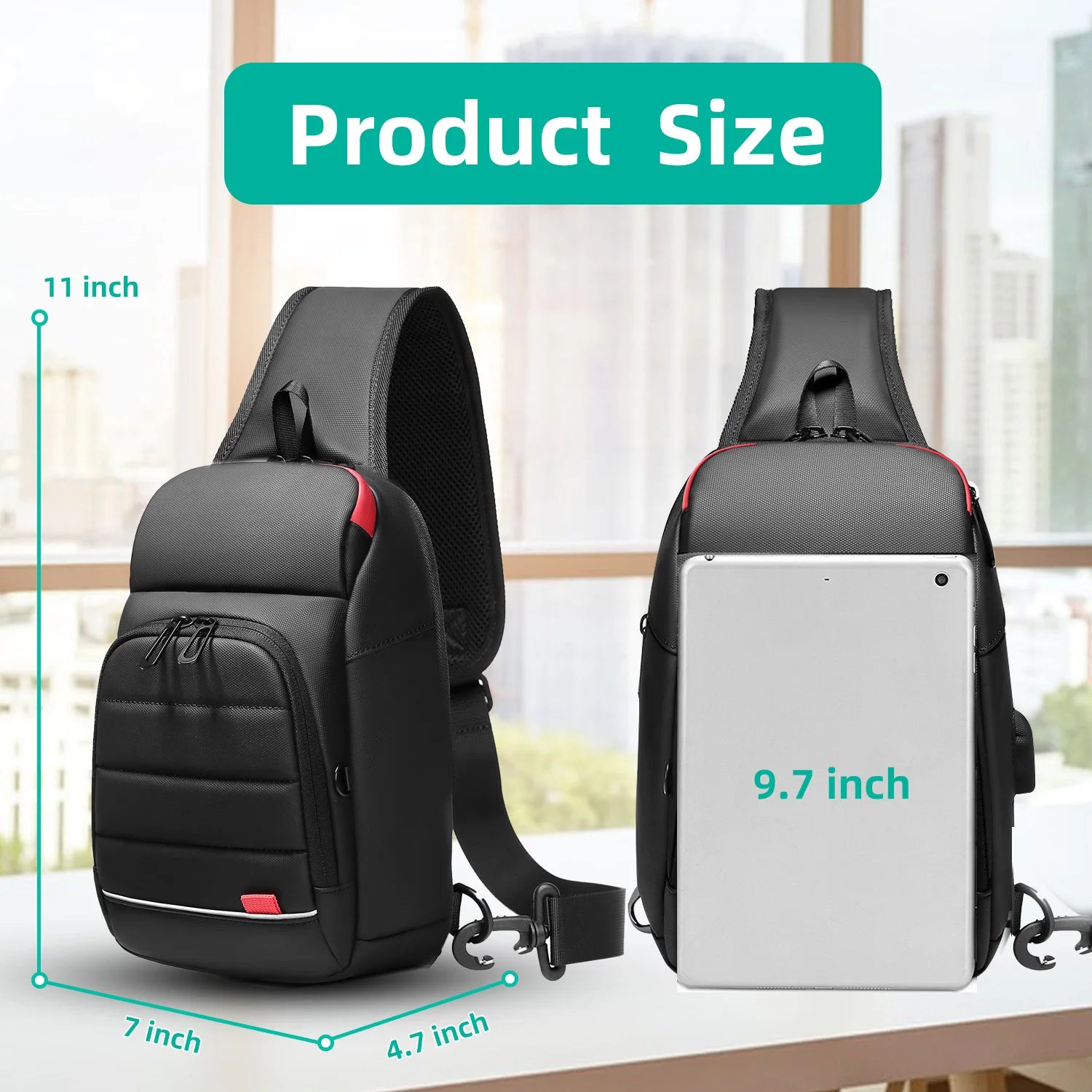 Storazone EURCOOL Multifunction Men Chest Bag for 9.7"USB Backpack Charging Messenger Handbags Crossbody Shoulder Sling Male Bags Bolsas