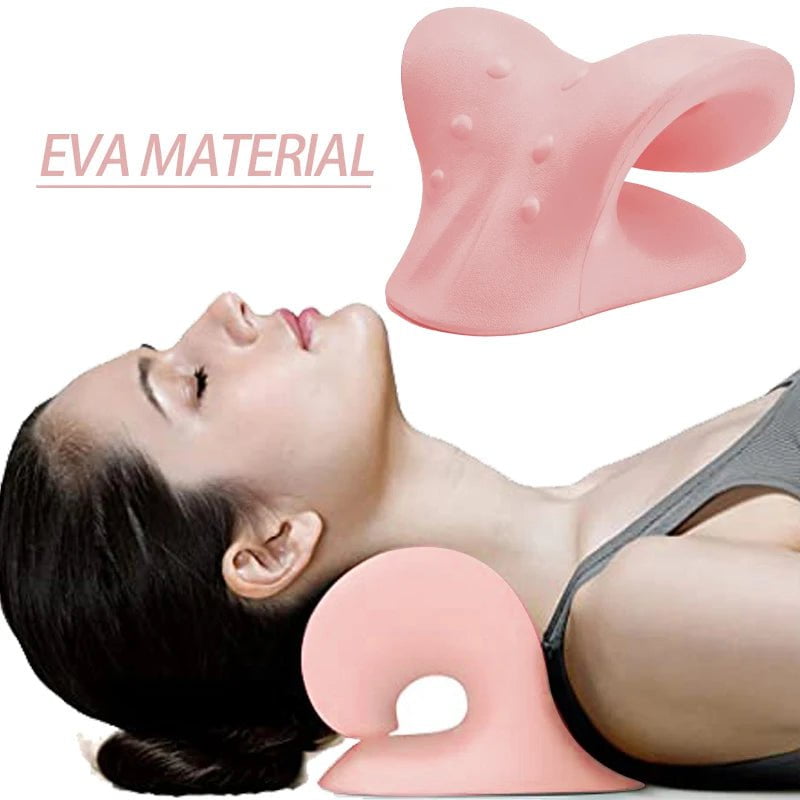 Storazone EVA-PINK Neck Massage Pillow Neck Stretcher Shoulder Relaxer Cervical Spine Alignment Traction Device Pillow For Body Muscle Pain Relief