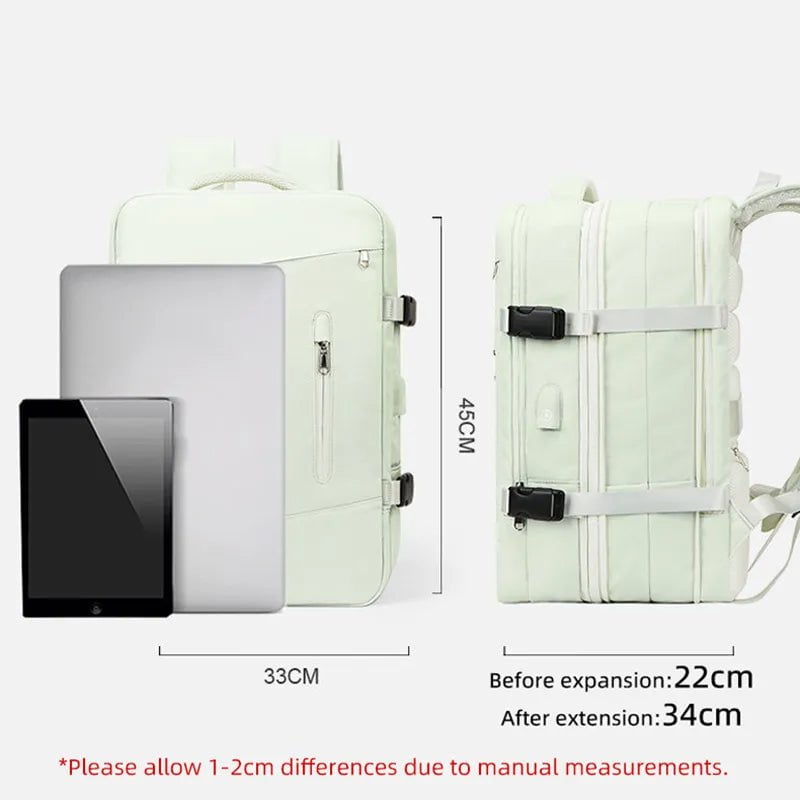 Storazone Extendible Travel Backpack Unisex Laptop Bag Women Large Luggage Bags Men's Students Business Trip USB Charge Mochila XA299C