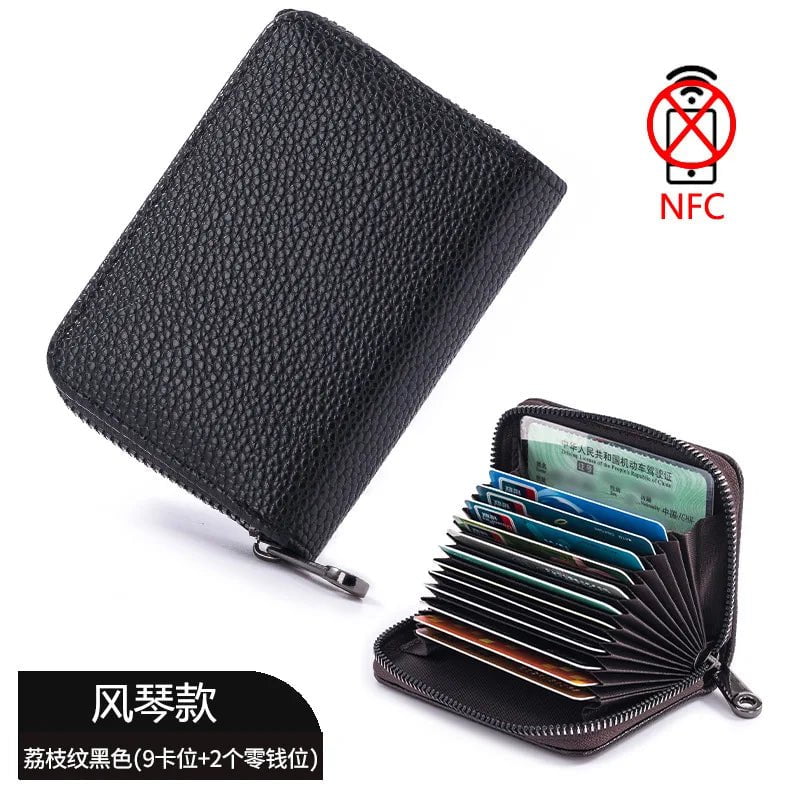 Storazone f 11 Detents Cards Holders Men's Wallet Women'sCredit Card Holder RFID Blocking Zipper Money Pouch Card Protect Case Pocket Purse