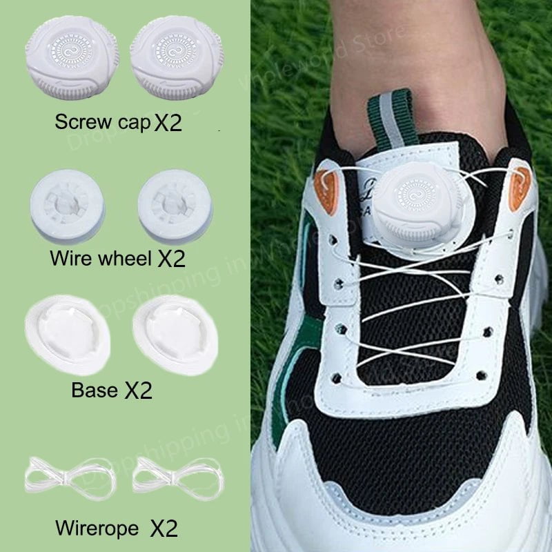 Storazone F-White 2023 New Automatic Laces Sneakers Swivel Buckle Shoelaces Without ties Adults Kids Lazy No Tie Shoe laces Shoe Accessories 1Pair