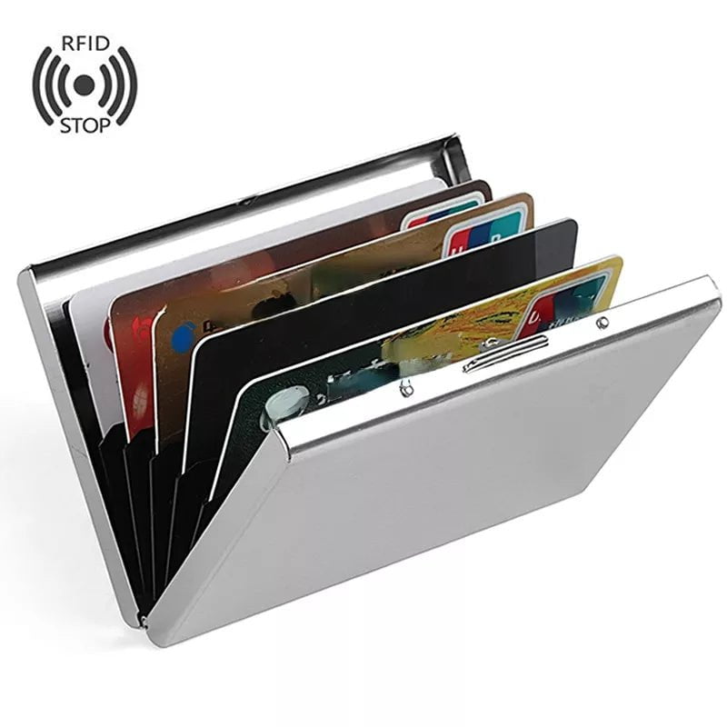 Storazone Fashion Aluminum Anti Magnetic Card Holder Women Men Metal Credit Card Business Card Holders Organizer Purse Wallet